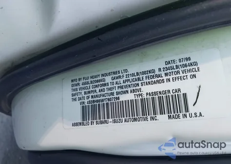 2000 Subaru Outback from USA, damaged, VIN 4S3BH6659Y7607296